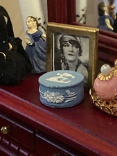 1:12 Dollhouse Miniature Decorative Small Blue “Jasper” Inspired Poly Resin Pot