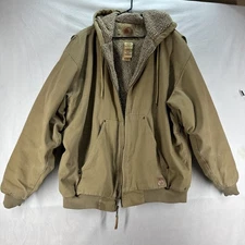 Berne Hooded Canvas Jacket Mens 2XLR Sherpa Lined Workwear Rugged