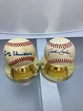 MLB Baseball Hall of Famers Autograph Baseballs Jocko Conlan and Happy Chandler
