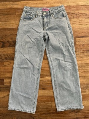 Edikted Wide Leg Jeans Light Blue Washed Denim Pockets XS