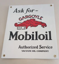 Mobil Gargoyle Gas Oil Gasoline Porcelain Sign .. 10 or more ship for FREE