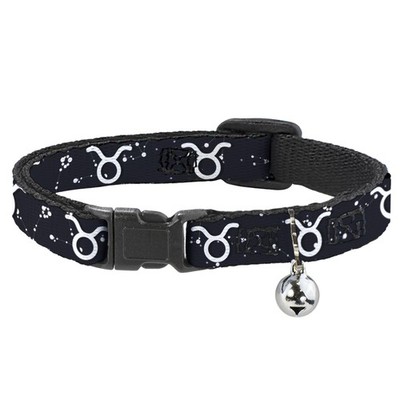 Cat Collar Breakaway with Bell Zodiac Taurus Symbol/Constellations Black/White N