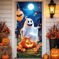 Halloween Decor Door Cover for Front Door Banner Wall Backdrop