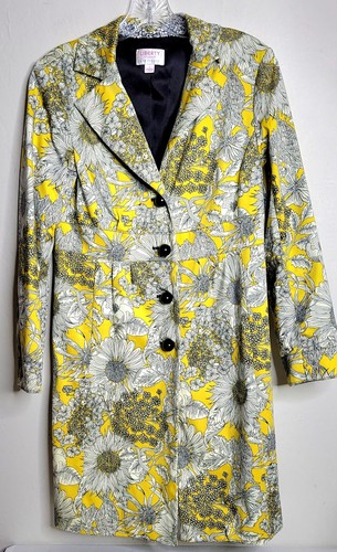 Liberty of London for Target Women's Floral Overcoat Size S Black White Yellow - Picture 2 of 11