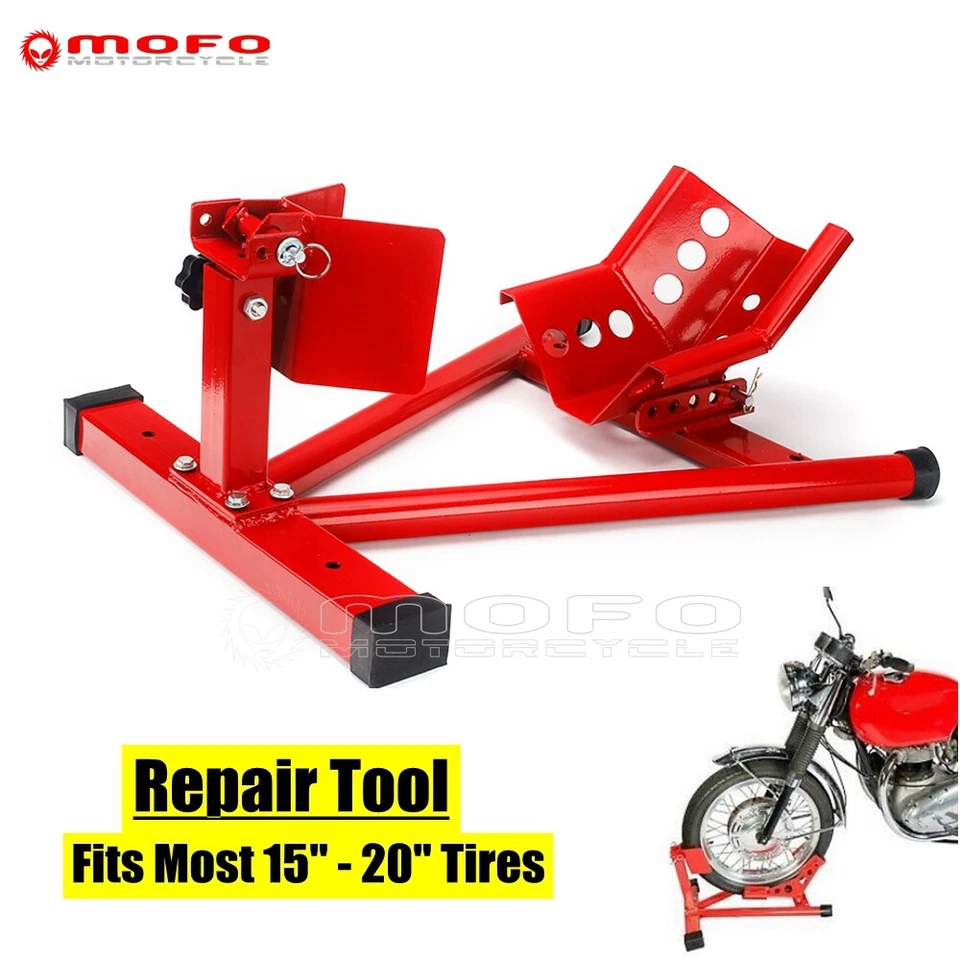 Red Motorcycle Wheel Chock Paddock Stands Tool Transport 15-20" Tires Universal - Imagem 2 de 4