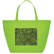 Reusable Shopping/Grocery Bag - Gift Bag 20"W x 13"H x 8"D (Green/Doodle) NEW