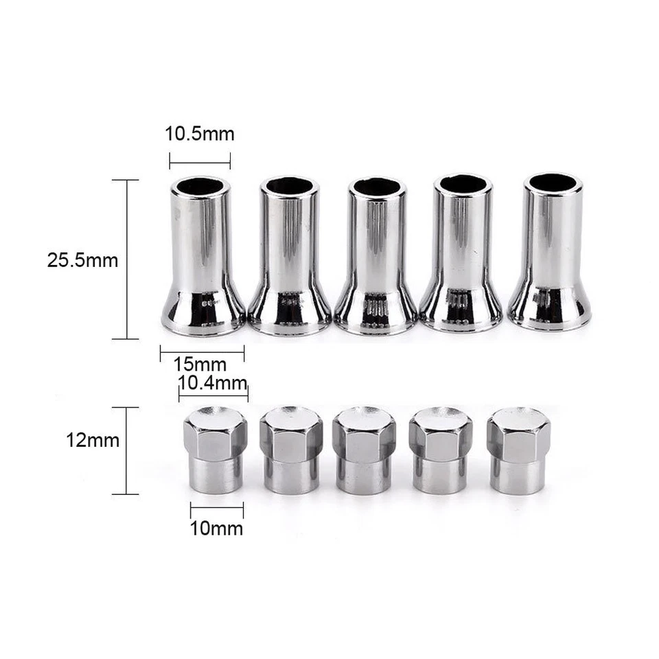 10 piezas TR414 Cromo Coche Camión Neumáticos Rueda Neumático Válvula Vástago Tapa Hexagonal con Cubierta de Manga Foto 3 de 4