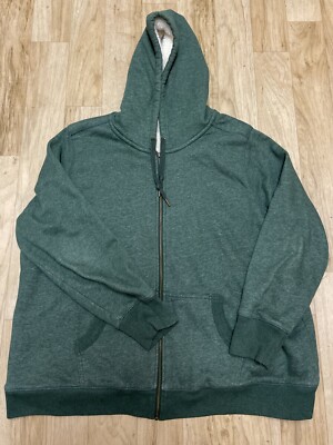 LL Bean Hoodie Women's 3X Green Sherpa Lined Full Zip Long