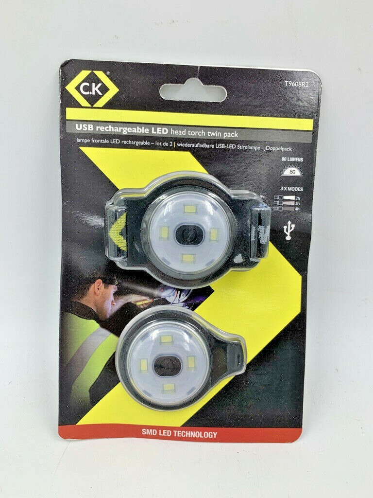 CK T9608R2 USB Rechargeable LED Twin Head & Hand Torch Headlight Running Lamp