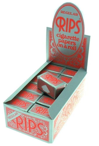 Full Box of 24 Rolls RIPS Red Regular Size Rolling Paper 37mm Wide