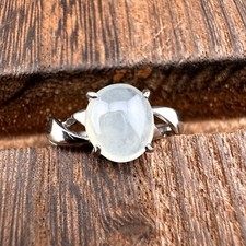 Adjustable Grade A Burma Jadeite Ring with S925 Sterling Silver