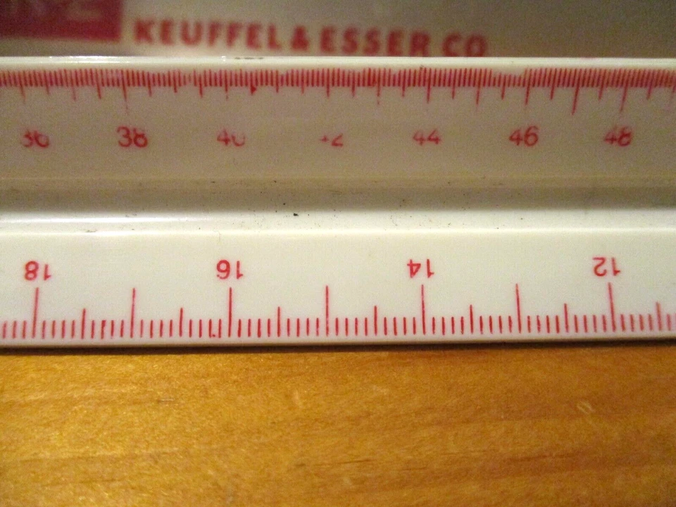 K&E C-Thru TS-657 Drafting Ruler & Case 3 Sides Triangular Architect 12" Vintage - Image 2 of 4