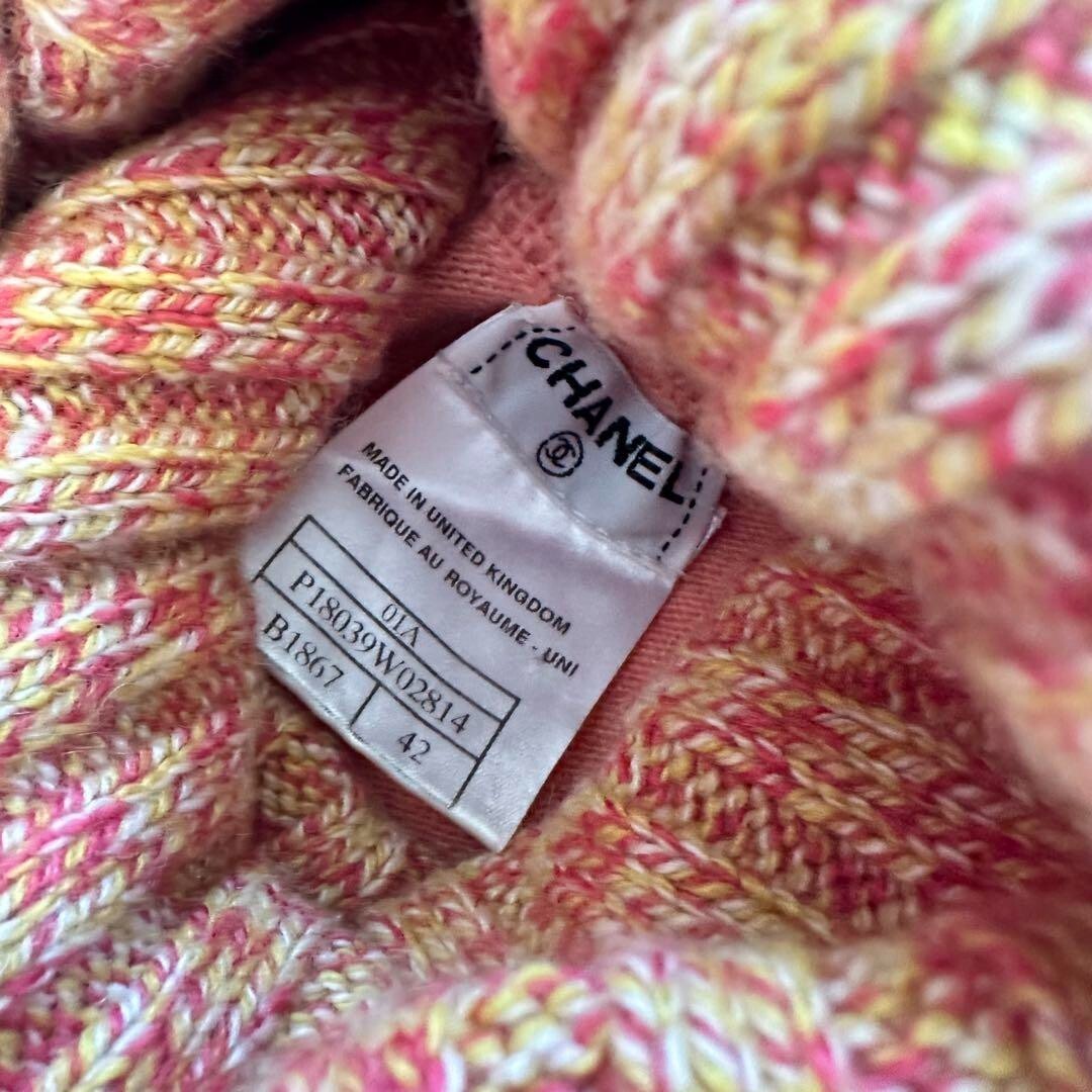 トップス CHANEL coco mark knit best 42 Chanel Knit 42 Tops Sleeveless High Neck Pink Cashmere Coco