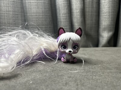 VIP Pets Puppy Dog  Long Colorful Hair Purple White 2.5 Inch Figure IMC Toys