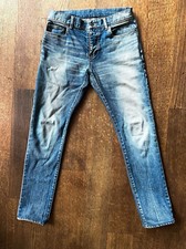 SAINT LAURENT PARIS D02 SK LW Skinny Blue Denim Jeans Men's 31 32 Washed Stretch