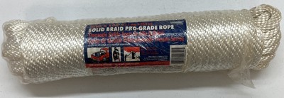 Rope Solid Braid White 7/16inx100ft 300lb Safe Workload  N14100  Lehigh Group
