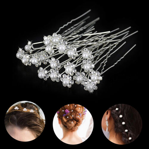 10 x Wedding Bridal Hair Accessories Pearl Diamante hair Pins Clips  Rhinestone | eBay