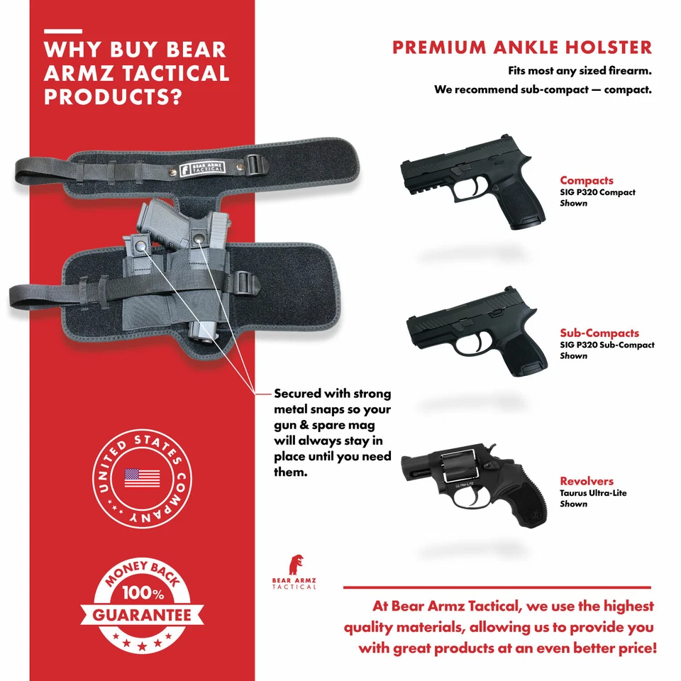 Ankle Holster for Concealed Carry | NEW Design | BUG Gun | Fits All Brands - Image 4 of 4