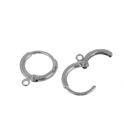 10 Silver Tone Copper Based Round Huggie Leverback Earrings Wires Earwires