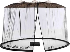 14FT Black Outdoor Umbrella Net, Suitable for Patio Gazebo and Double Sided,,