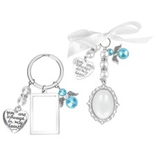 Wedding Party Bouquet Photo Charm with Oval Glass Heart Pendant Holder