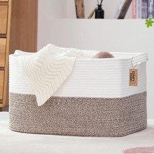 Large Laundry Basket For Organizing rectangle Cotton Rope Storage Basket With Ha