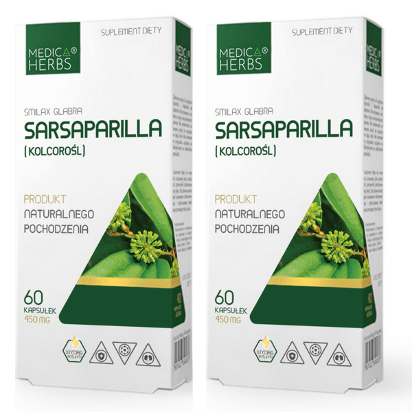 Sarsaparilla 450Mg - 120 Kapseln - Extrakt - Smilax Glabra Wurzel - Medica Herbs-image