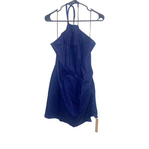 Reformation Dory Dress navy blue linen size 12 NWT M - Picture 4 of 7