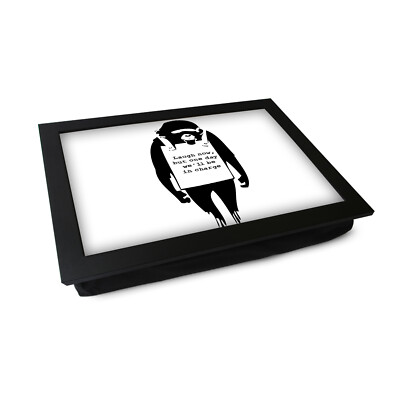 Neues Luxus Zuhause Premium gerahmtes Laptray Geschenk - Banksy - Banksy Affe