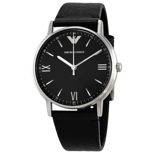Emporio Armani Kappa Schwarz Zifferblatt Schwarz Leder Herrenuhr ar11013 |  eBay