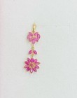 Pendant With Natural Marquise Ruby 1.45Gm 14k Solid Yellow Gold Dangle Flower