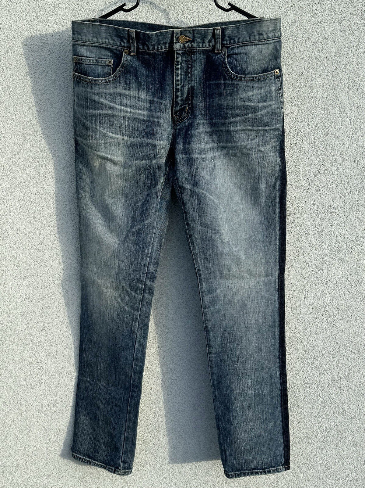 JEANS UOMO SAINT LAURENT CON STRISCIA LATERALE MILITARE SMOKING E ETICHETTA RICAMATA 36 39*