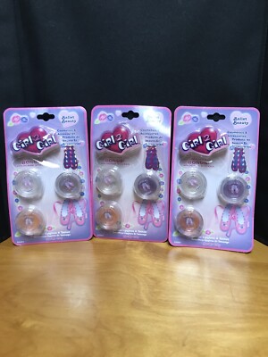 LOT OF 3 PK Ballet Beauty Girl2girl Kids Glitter Lipgloss and Tatoo