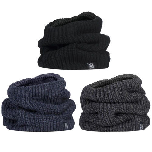 Heat Holders Mens Thick Warm Winter Fleece Lined Chunky Knit Thermal Neck Warmer - Photo 1/15