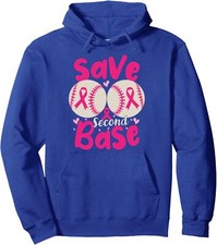 Save Second Base Funny Baseball Breast Cancer Proud Unisex Hooded Sweatshirt