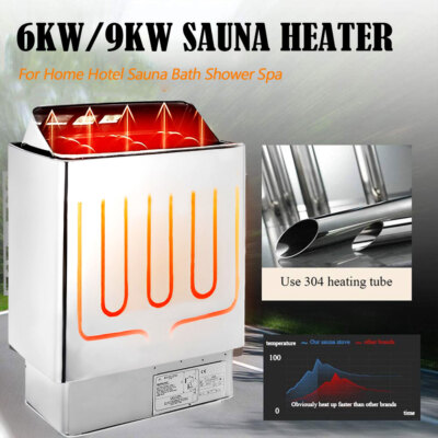 6KW/9KW 220V-240V 460 Cu Ft WET DRY SAUNA HEATER STOVE CON5 DIGITAL CONTROLLER