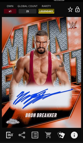 WWE Topps Slam Chrome DIGITAL Bron Breakker Legendary Auto Orange /25 CC LESEN!!