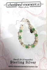 August Infant Baby Bracelet Sterling Silver Cherished Moments Small 0-12M Green