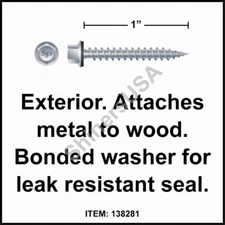 (4000) Type-S Polegripper Screw 9-15 x 1 Hi- Hex Head w/Bonded Washer #138281