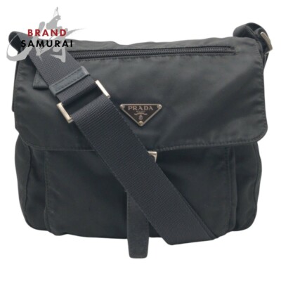 PRADA Tessuto Triangle Logo Unisex Black Nylon Shoulder Bag  
