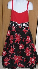 Sweet Heart Rose Girl's 12 Red Flower Polka Dot Sleeveless Tulle Dress