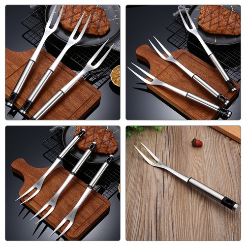Grilling Utensil BBQ Fork Roasting Stainless Steel Barbecue Spit Meat - Picture 11 of 12