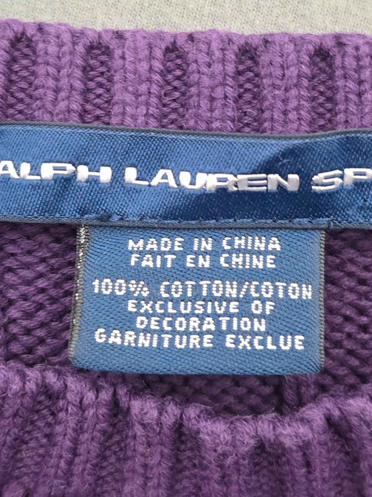 Women’s Purple Ralph Lauren Crewneck Cable Knit Jumper Size Medium image 6