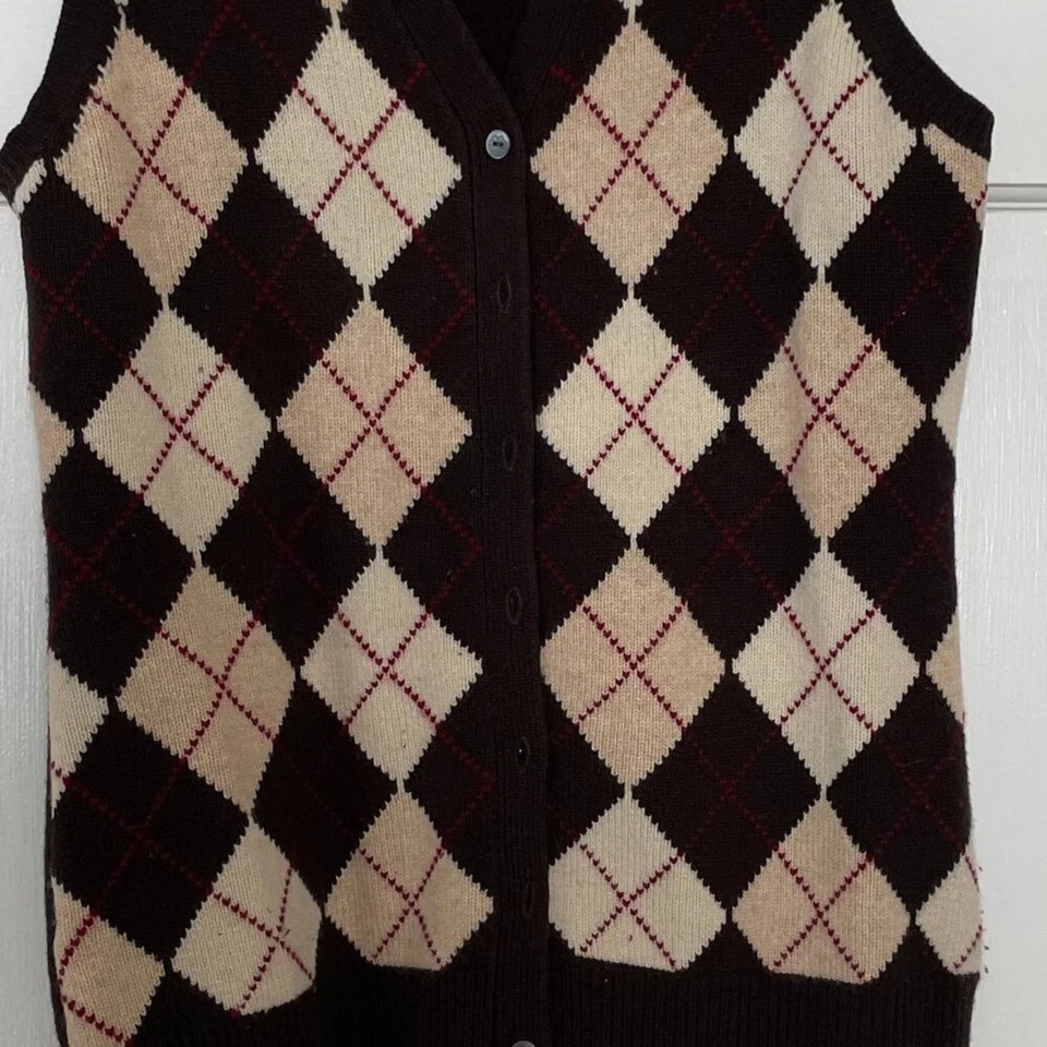 Коричневый свитер-жилет Brooks Brothers Argyle размер S - Изображение 2 из 4