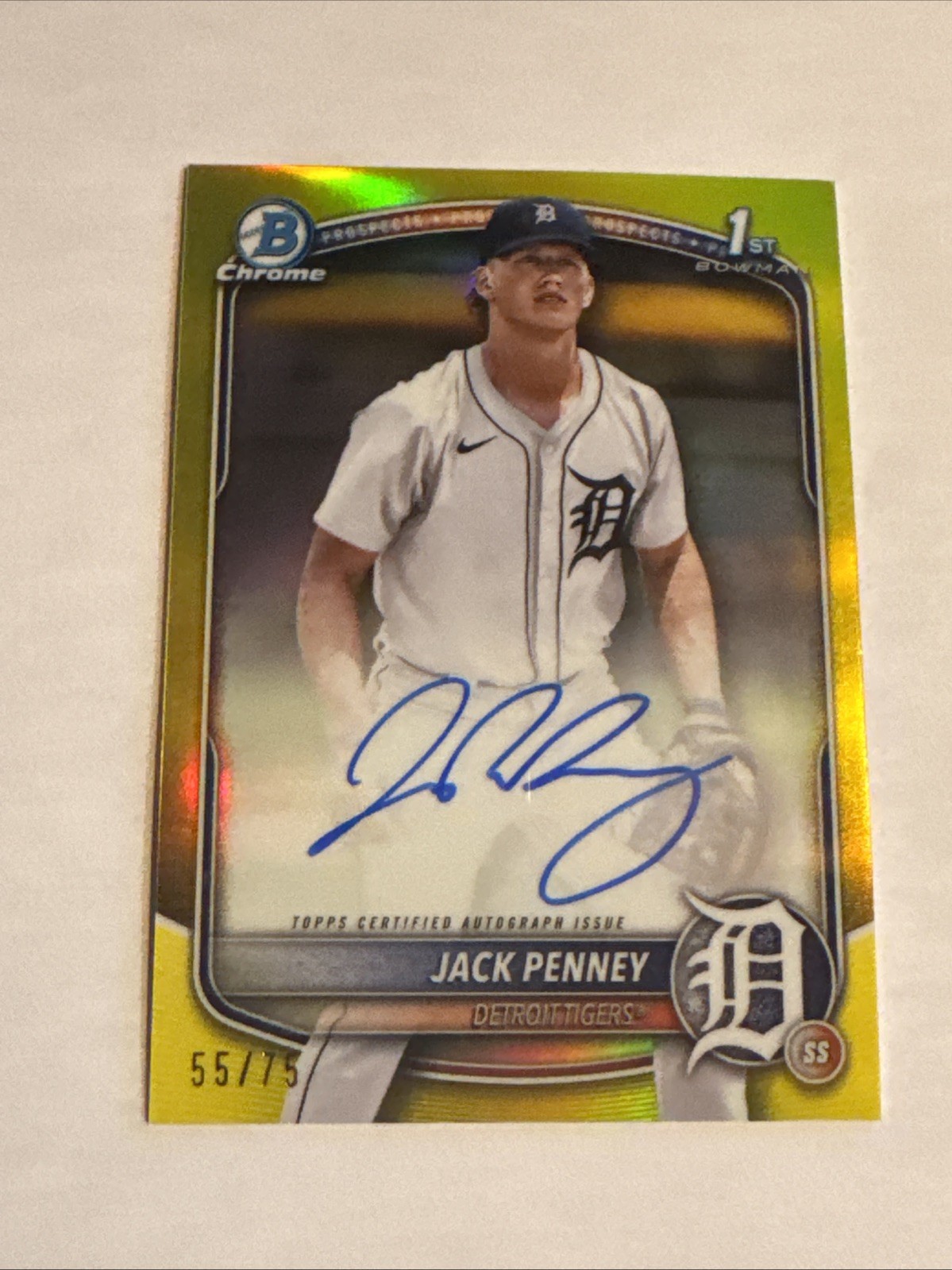 2025 Bowman Chrome Jack Penney Yellow 55/75 1st bowman auto