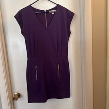 Michael Kors Women's Sheath Dress Purple Zipper Pouch Pocket Stretchy Size 8