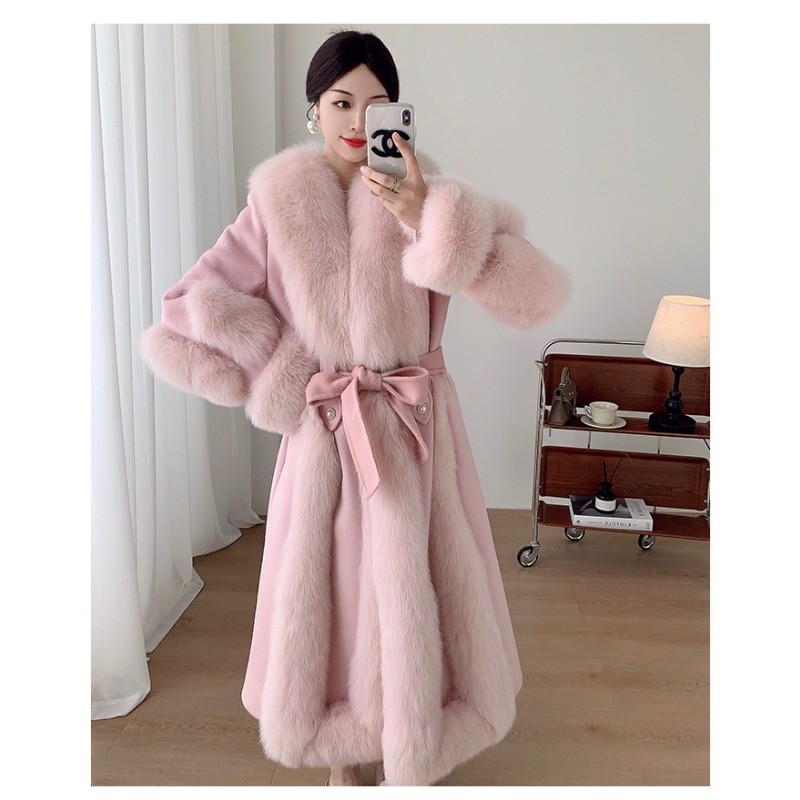 2025 Winter New Double Sided Cashmere Goose Down Coat Coat Fox Fur