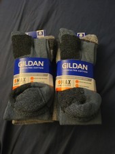 Gildan Ultra Cotton Mens Cushion Crew Socks 6 Pair Lot Blue Gray Black Size 6-12