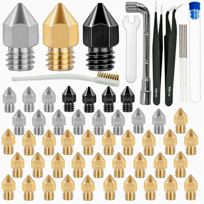 3D Printer Nozzle Set 50 Pcs Hardened Steel Stainless Steel Brass Cleaning Tools