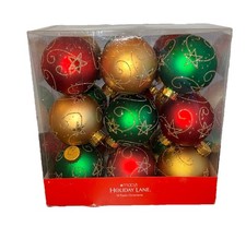 1 box- 18 Balls Vtg Macy's Holiday Lane Multicolor Christmas Ornaments Preowned